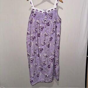 Dreams & Co. 2 piece Purple Floral Nightgown and robe 100% cotton Plus 1X